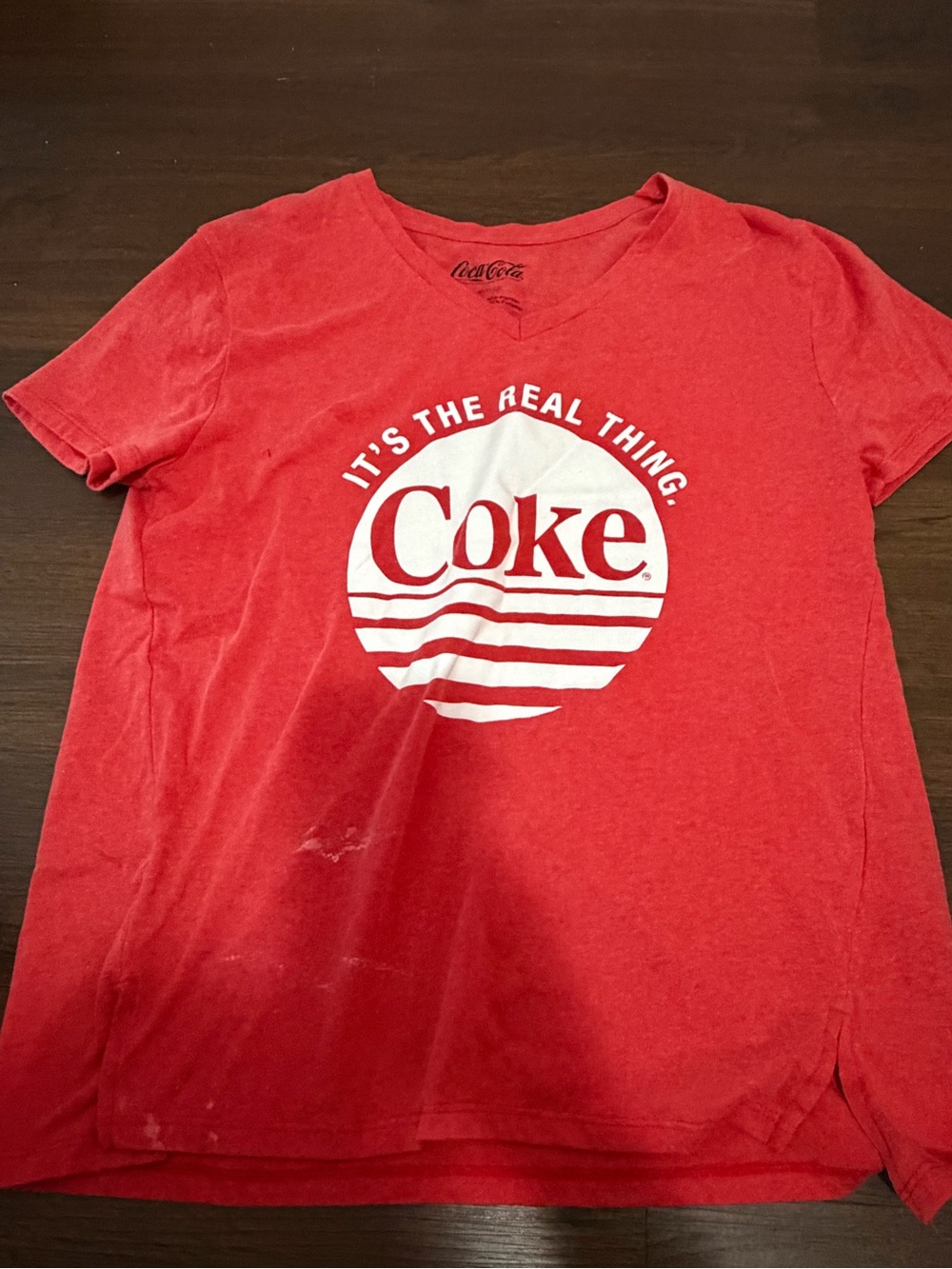 Coca Cola Red V‑Neck Tee with White Retro Coke Logo